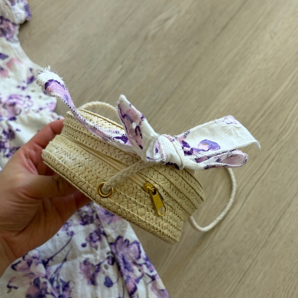 Purple Flowers Cotton Embroidered Dress with matching purse Size 3T - Picture 3 of 10